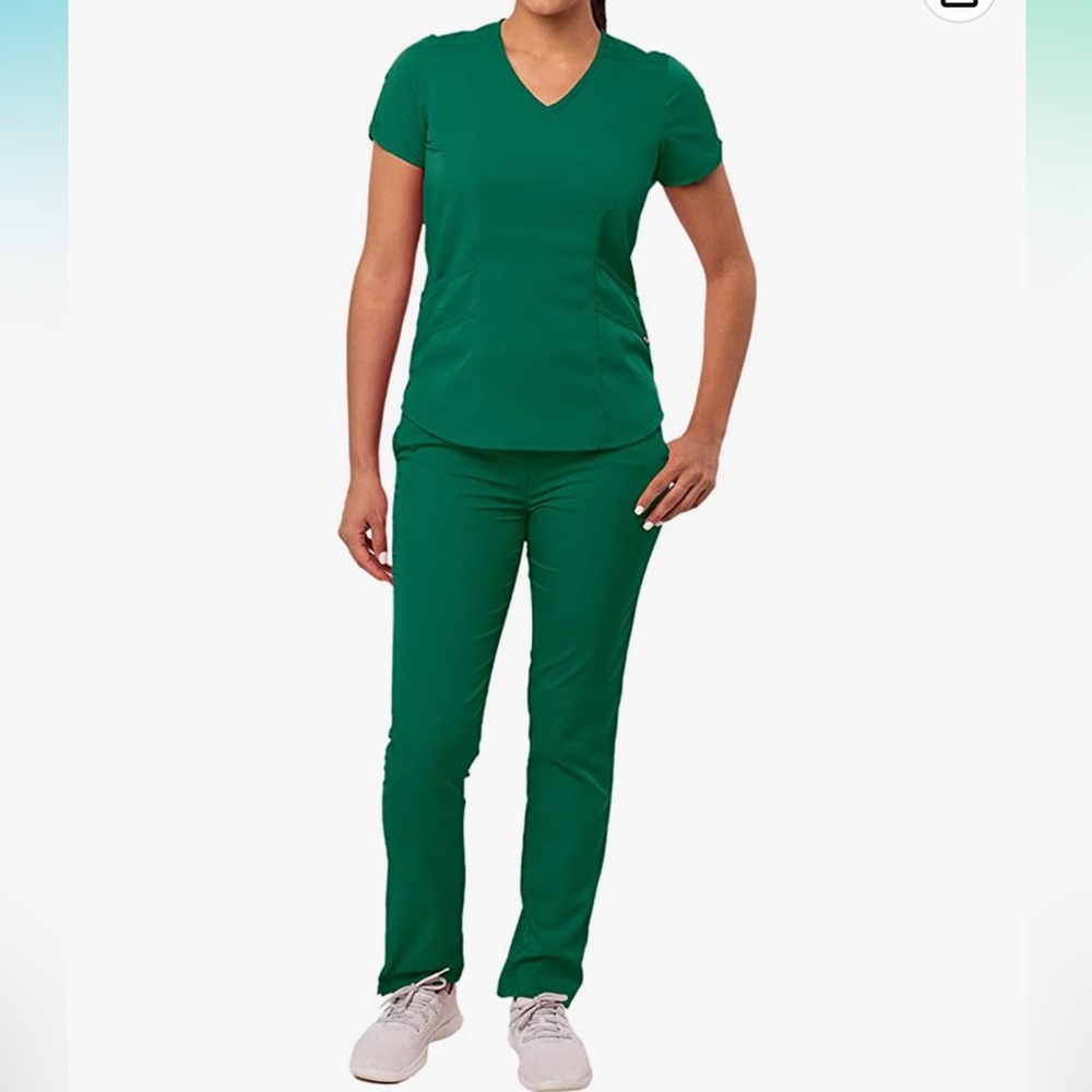 Adar Pro Core Classic Scrub Set for Women -Scrub Top & Tailored Yoga Scrub Pants